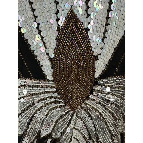 VTG Showmax One Size 100% Silk Sequined Top Art to Wear Black Whimsygoth Rave - Picture 4 of 8